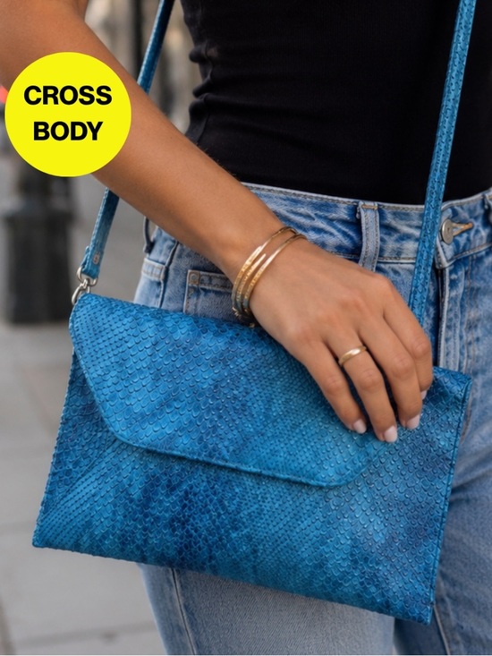 Target Handbags - 2/for $20 🪩 NEW Clutch & Crossbody Bag in Blue Teal, Faux Snakeskin - 6x12”